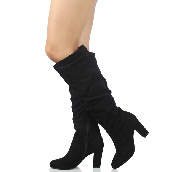Shoes - Size 10 Black faux suede slouchy Knee High Boot